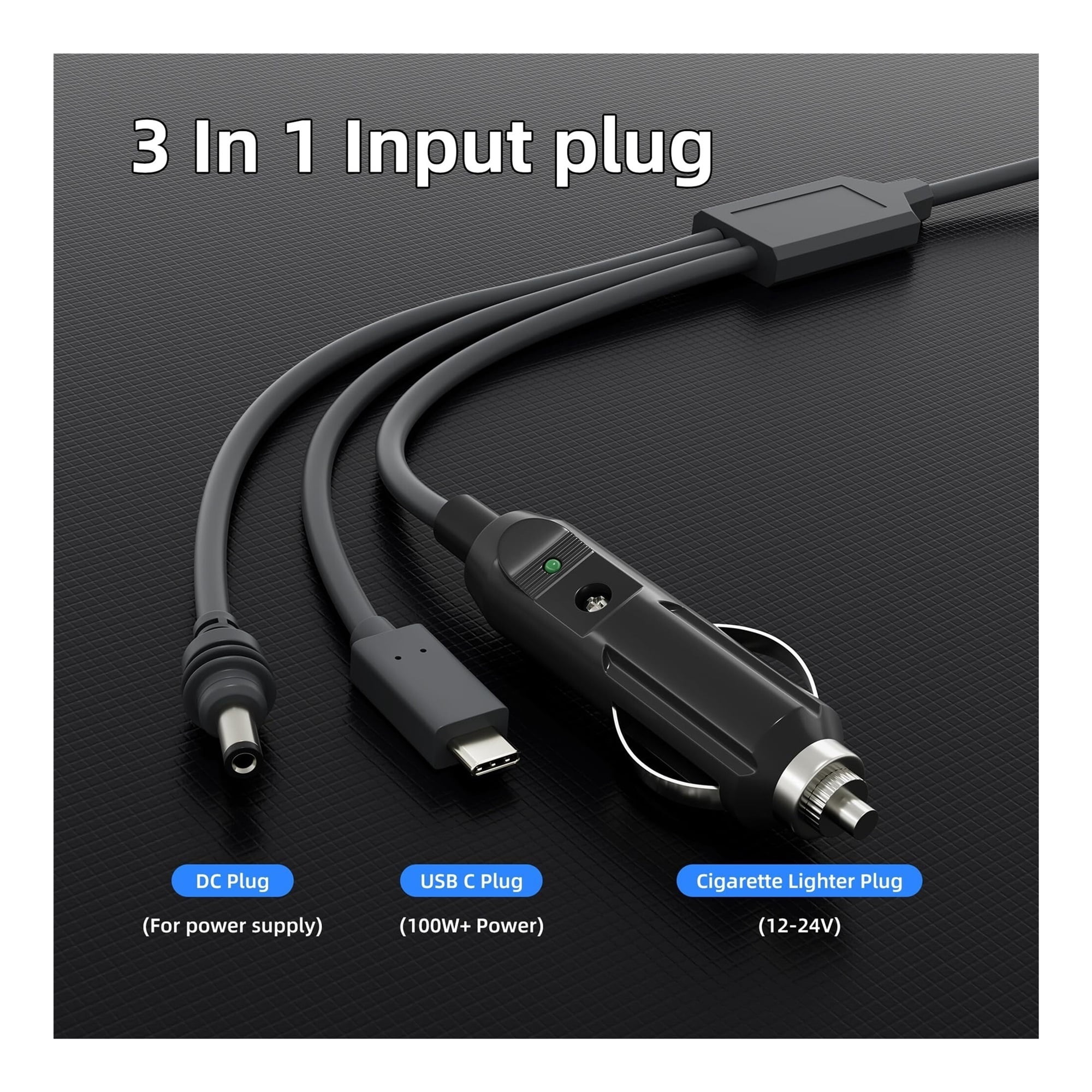 Starlink Mini 3 in 1 DC Power Cable 16.4FT, 100W+ USB C 12-24V Cigarette Lighter Plug and DC Male Power Cable Cord for Starlink Mini, Plug and Play Starlink Mini Accessories 3M