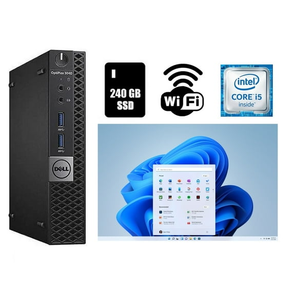 Restored Dell OptiPlex 3040 Micro Core i5 Desktop Computer 16GB RAM 240GB SSD Wi-Fi Windows 11 Pro (25H2) (Refurbished)