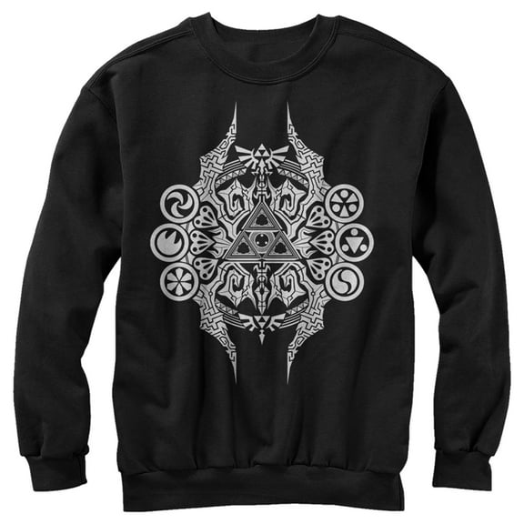 Men's Nintendo Legend of Zelda Triforce Design Sweatshirt Black Medium