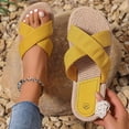 thumbnail image 5 of Women Woven Slipper Summer Stylish Casual Comfortable Lightweight Non-Slip Flat Sandals For Vacation (9, Yellow), 5 of 9