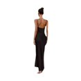 thumbnail image 6 of Brown Satin Slip Dress With Spaghetti Straps Deep Cowl Neck Slim Maxi Dress For Women, 6 of 8