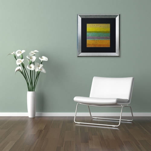 Trademark Fine Art "Chartreuse Line" Canvas Art by Michelle Calkins, Black Matte, Silver Frame