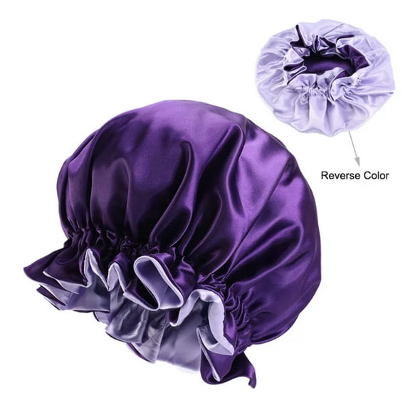Women Extra Large Satin Bonnet Adjustable Silky Sleep Cap Hair Bonnet Double Layered Reversible for Curly, Natural Hair XL-ADULT