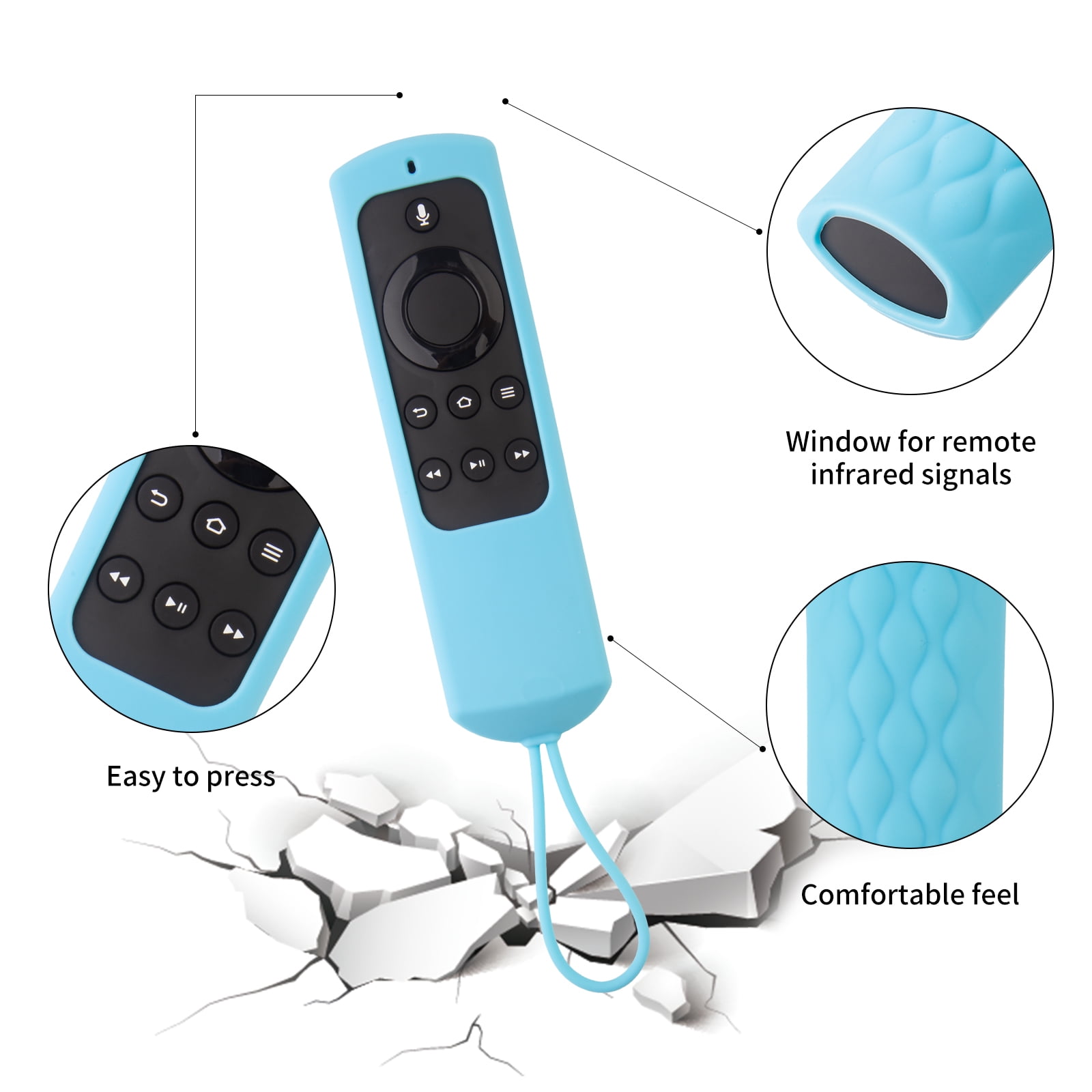 Glow In The Dark Silicone Remote Case For Fire TV Stick 4K Max & Compatible Remotes – With Lanyard (Fluorescent Blue)