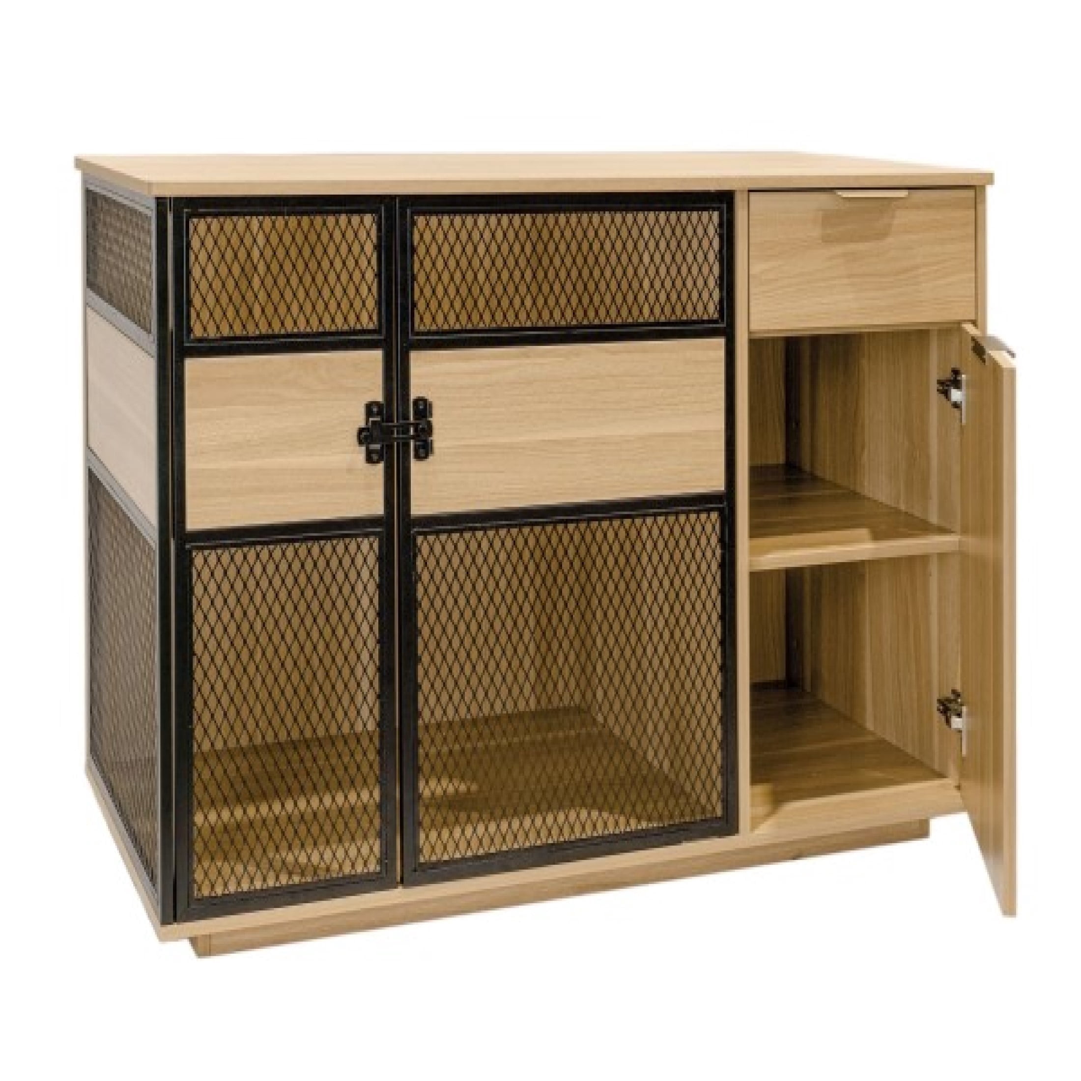 Lucky Kennels Clover Console 1-Door 48" Wood Composite Indoor Furniture Style Crate for Dogs with Hardware