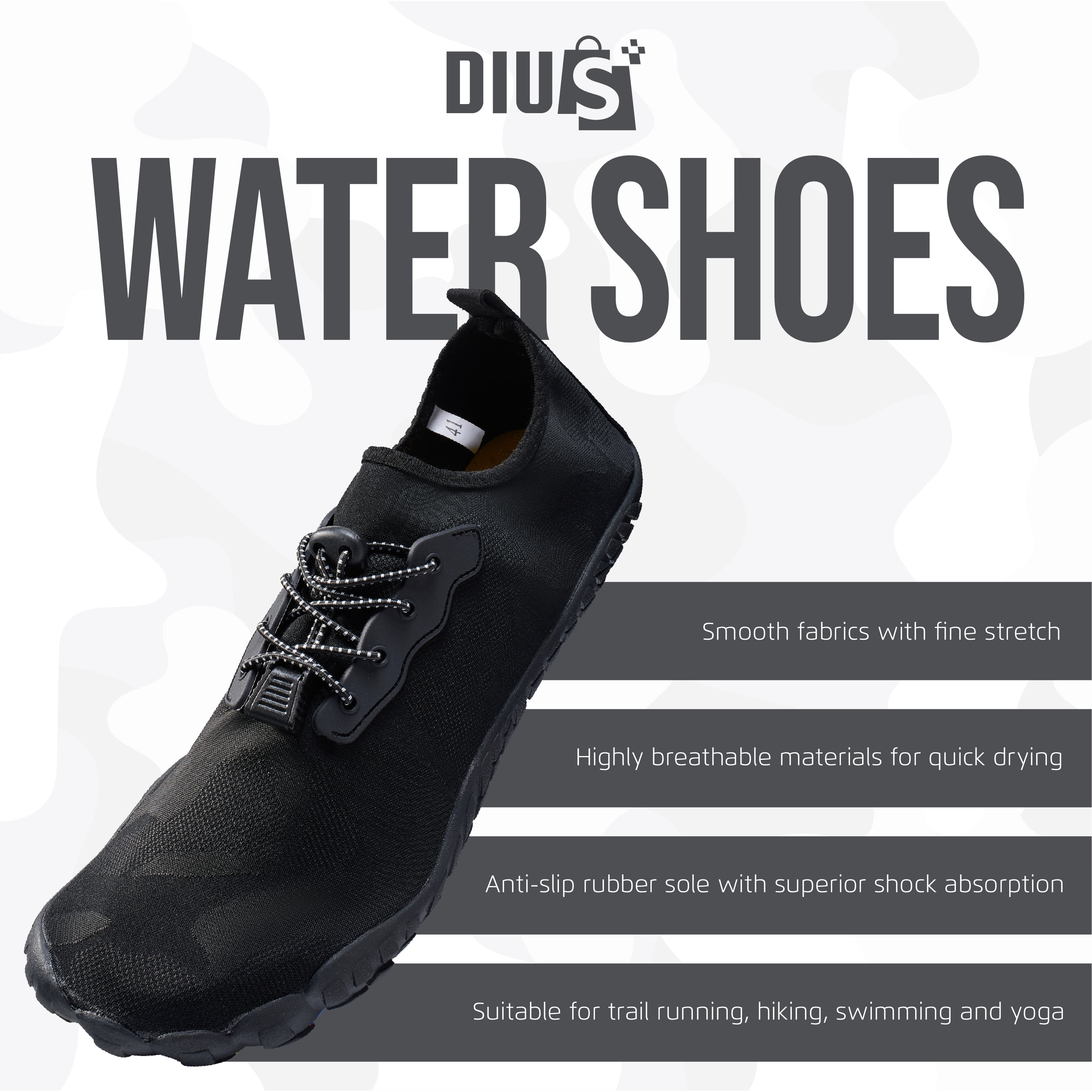 DIUS Womens Water Shoes Swim Shoes for Men Beach Shoes Barefoot Aqua Shoes for Pool River surf shoes