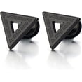 thumbnail image 1 of Jinsinto Stainless Steel Mens Triangle Stud Earrings with Greek Key Pattern, Screw Back 2pcs, 1 of 4