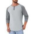 thumbnail image 4 of INSPIRE CHIC Camisetas de Hombre de Manga Larga Raglán Casual T-Shirts Henley S Gris, 4 of 6