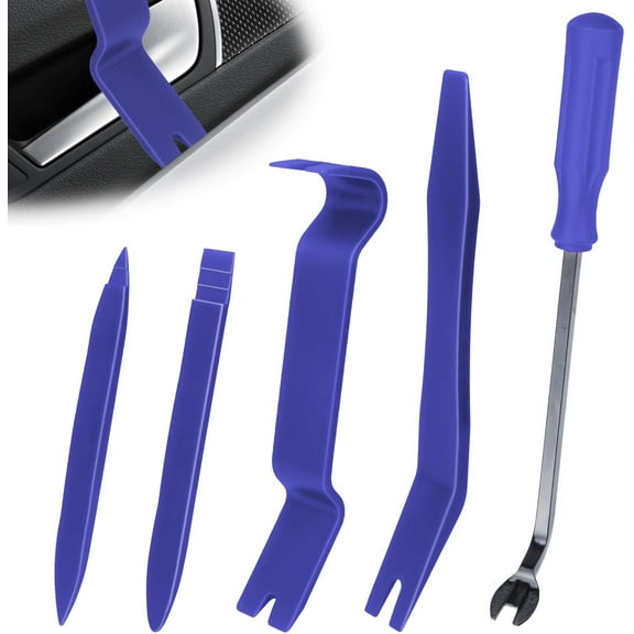 5PCS Auto Trim Removal Tool kit, Car Clip Pry Tools Kit No Scratch Plastic, Car Door Panel Rivet Pliers Tool Kit, Automotive Interior Fastener Puller Remover Body Repair Set for Car (Blue)