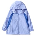 thumbnail image 4 of Kids Zip-Up Hoodie Jackets Girls Boys UPF 50+ Sun Protection Jacket Lightweight Color Block Hooded Coat Trendy Outwear with Pockets Blue 5-6 Years, 4 of 6