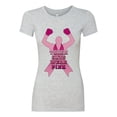 thumbnail image 2 of Wild Bobby Tough Guys Wear Pink Boxer Breast Cancer Awareness Women Slim Fit Junior Tee, Heather Grey, Small, 2 of 6