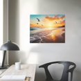 thumbnail image 3 of JEUXUS Beach Wall Art Decor for Living Room Ocean Canvas Picture for Wall Gold Sunset Painting for Bedroom Blue Seascape Theme Art Print for Bathroom Home Office Decoration Ready to Hang 20x16in, 3 of 4
