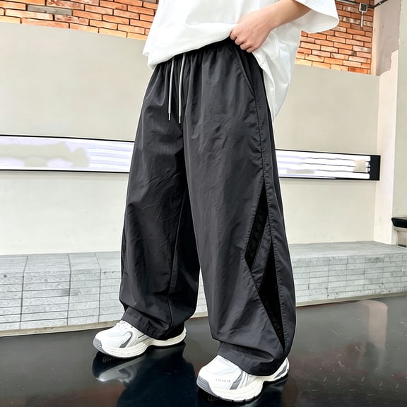 Boys Athletic Track Pants Teen Active Sweatpants with Side Stripes Elastic Waist Drawstring Loose Fit Casual Joggers for Running Sports Gym School Wear