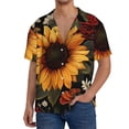 thumbnail image 3 of Fotbe Sunflower Floral Butterfly print Short Sleeve Button Down Shirts for Men Casual Summer Beach Wrinkle Free Shirt-Large, 3 of 7
