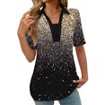 thumbnail image 1 of Blouses pour Femmes, Blouses Imprimées à la Mode pour Femmes, T-Shirt à Manches Courtes, Col Rabattu, 1 of 4