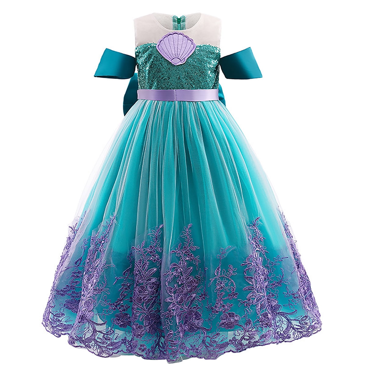 Mermaid Ariel Little Princess Costume Dress Girls Kids Up Cosplay Girl Fancy