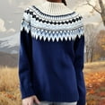 thumbnail image 2 of Arlun Womens Fair Isle Sweaters Vintage Argyle Iceland Oversized Sweaters Colorful Crew Neck Loose Comfortable Knit Tops Long Sleeve Fall Winter Warm Pullover Tops Dark Blue XXXXXL, 2 of 4