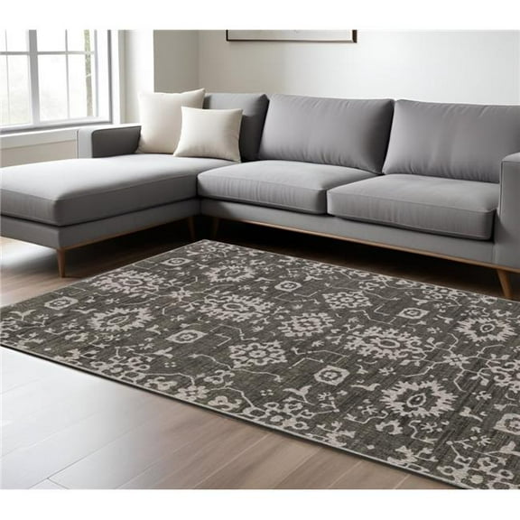 HomeRoots 576398 10 x 13 ft. Oriental Rectangle Area Rug, Gray & Ivory