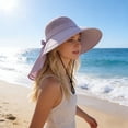 thumbnail image 5 of Outdoor Wide Brim Sun Protection Fisherman Hat, UPF 50+ Windproof Breathable Foldable, Adjustable Chin Strap, for Spring Summer Travel Hiking Leisure Beach, Purple, 5 of 6
