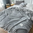 thumbnail image 2 of Popular Home Essentials, Fleece Solid Color Striped Fleece Blanket Coral Fleece Sofa Cover Blanket Air Conditioning Blanket Nap Blanket, 2 of 9