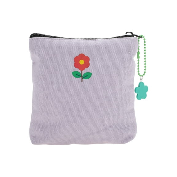 Unique Bargains 1 Pc Flower Square Makeup Bag for Business Travel Light Purple Canvas