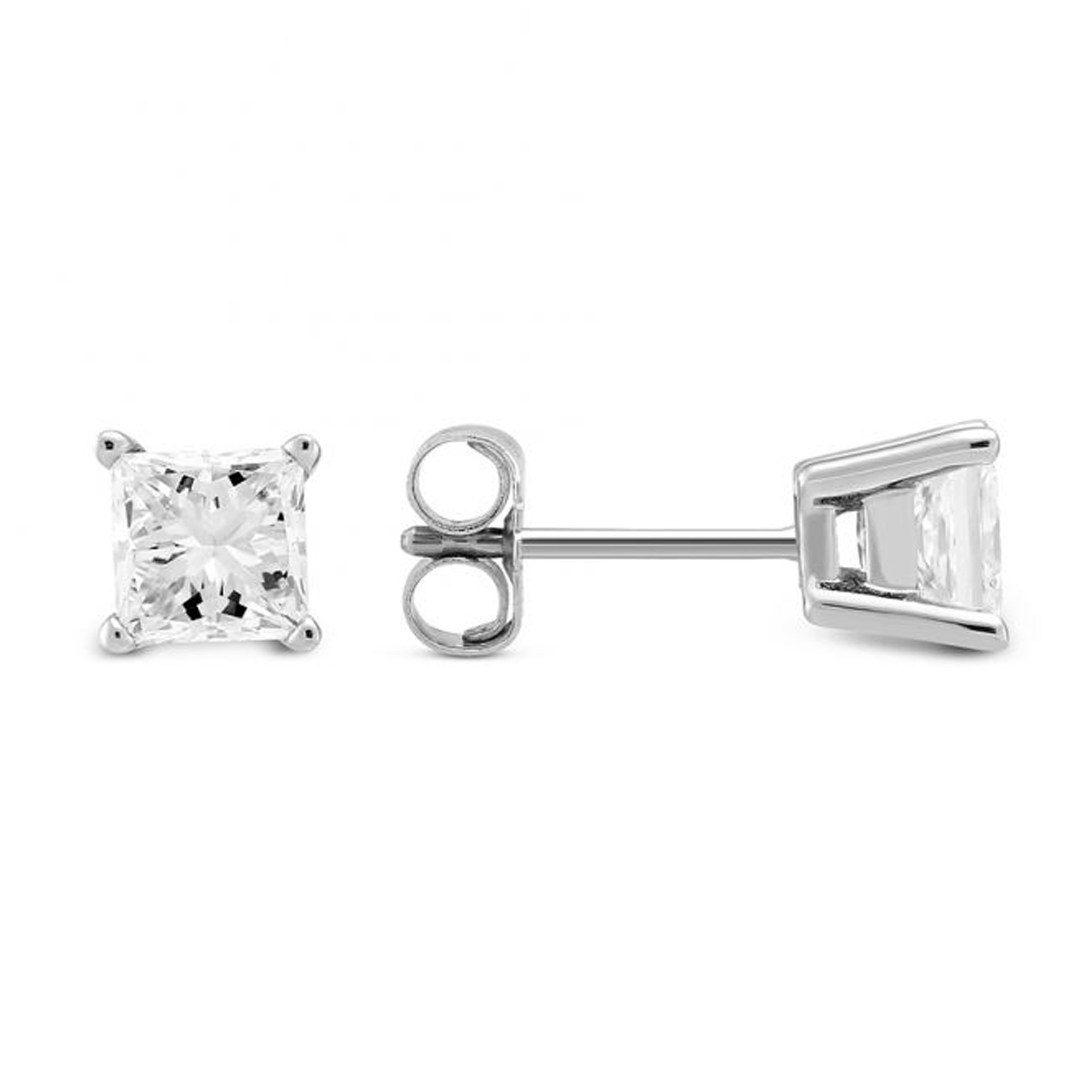 Paris Jewelry 14k White Gold Diamond Stud Earrings photo 3
