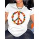 thumbnail image 1 of Creative Colorful Floral Icon Pattern Printed Women'S Trendy Round Neck Short Sleeve, Simple Casual Sports T-Shirt, Comfortable Summer Top for Women During Holidays., 1 of 6