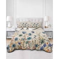 thumbnail image 3 of Blue Teal Spring Floral Twin Size Down Alternative Comforter,Lightweight Comforter Quilt Bedding Set with Pillow Shams Watercolor Botanical Summer Flowers Bed Comforter Duvet Insert 68"x86", 3 of 7