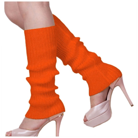 YWDJ Leg Warmers for Women Lady Leg Sets Pile Of Socks Autumn And Winter Keep Warm Wool Sock Knitting Foot Cover Orange