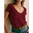 thumbnail image 3 of Women's Oversized T Shirts Tees Half Sleeve V Neck, 3 of 5