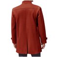 thumbnail image 3 of ZCFZJW Men's Wool Blend Pea Coat Notched Collar Single Breasted Overcoat Warm Winter Long Sleeve Trench Coat with Pockets Orange XXL, 3 of 5