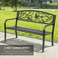 thumbnail image 4 of Outsunny 50" Outdoor Metal Garden Bench with Vintage Bird Pattern, Black, 4 of 10