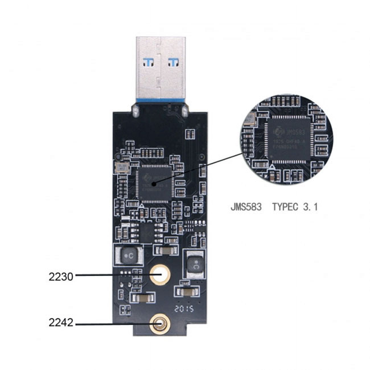Chenyang CY USB 3.1 Gen2 10Gbps to NVME PCI-E M-Key Solid State Drive External Enclosure 2230/2242mm Enclosure