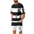 thumbnail image 2 of NTACZA Ensemble de Shorts pour Hommes Manches Courtes Rayées Col Rond Survêtements Respirants TG, 2 of 7