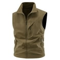 thumbnail image 2 of LpwkSSA Men's Fleece Vest Lightweight Outerwear Zip Up Golf Running Sleeveless Thicken Vest With Pockets for Hiking Travel Brown M, 2 of 3