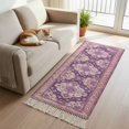 thumbnail image 2 of Area Rug with Tassels 2' x 4', Purple Bohemia Ethnic Pattern Kitchen Runner Rug for Hallway Bedroom Throw Rugs, Vintage Boho Geometric Soft Door Mat for Bathroom Entrance Living Room, 2 of 9