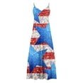 thumbnail image 4 of Wycnly Formal Dresses for Women 4th of July Loose High Waist Spaghetti Strap Independece Day Long Dresses V-Neck Sleeveless Star American Flag Print 2025 Summer Maxi Dress Blue XL, 4 of 5