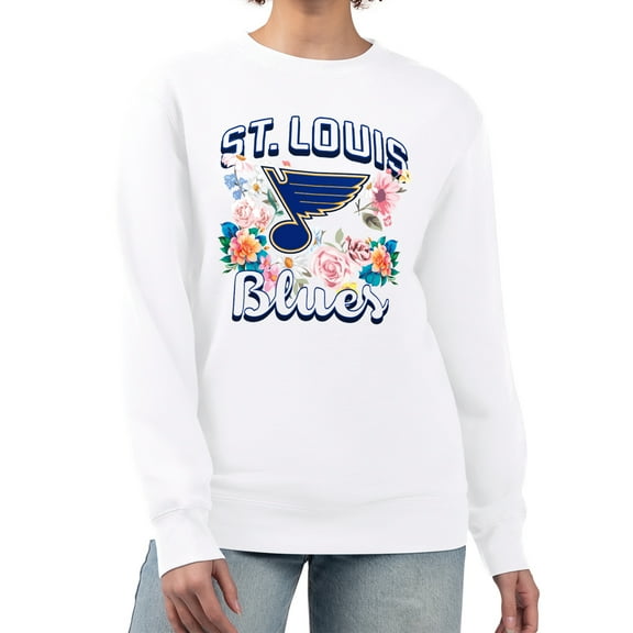 Women's G-III 4Her by Carl Banks White St. Louis Blues Flower Logo Pullover Sweatshirt