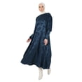thumbnail image 4 of Jacquard Satin Modest Dress Dark Navy Blue, 4 of 6