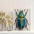 thumbnail image 2 of Iridescent Green Stag Beetle Watercolor Canvas Print, Gothic Steam Punk Bug Halloween Insect Wall Decor, 2 of 8
