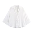thumbnail image 4 of HOWPAY Button down Shirts for Women Long Sleeve Solid Color Basic Collared Work Blouses Oversized Stretch Loose Dressy Casual Fall Clothes White XS, 4 of 4