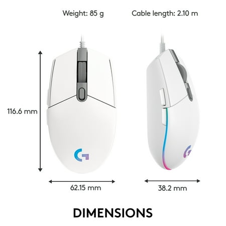 Logitech - G203 LIGHTSYNC Wired Optical Gaming Mouse with 8,000 DPI sensor - White