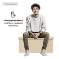 thumbnail image 3 of Baúl Plegable De Almacenamiento Tipo Taburete Con Asiento Acolchonado En Color Beige, 3 of 6