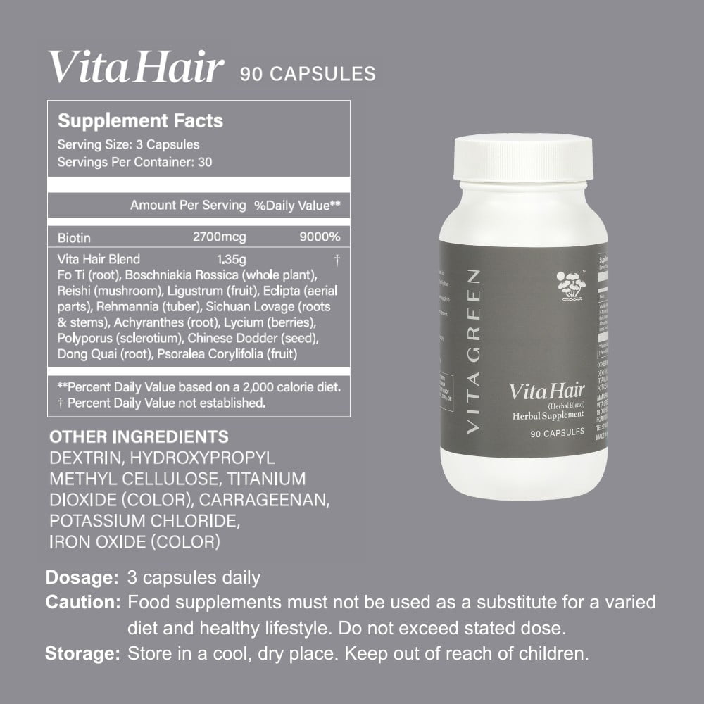 Buy Vita Green Hair Growth Herbal Vitamins and Supplement, 90 Capsules