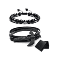 thumbnail image 1 of 2 Pzs Brazalete De Cuentas Obsidiana Y Pulsera Hombre Hacha Xtellar Diámetro 21 cm, 1 of 4