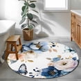 thumbnail image 3 of Round Rug 4Ft Washable Non-Slip, Vintage Blue Floral Circle Area Rugs for Living Room Bedroom, Farmhouse Watercolor Flower Butterflies Indoor Floor Mats Carpet Runner for Home Decor Aesthetic, 3 of 8