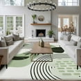 thumbnail image 4 of Area Rug for Living Room, Boho Geometric Non-Slip Indoor Large Carpet for Bedroom/Dining Room, Farmhouse Green Abstract Stripes Leaves Washable Low-Profile Rectangle Floor Runner Rugs - 5 x 7 Ft, 4 of 7
