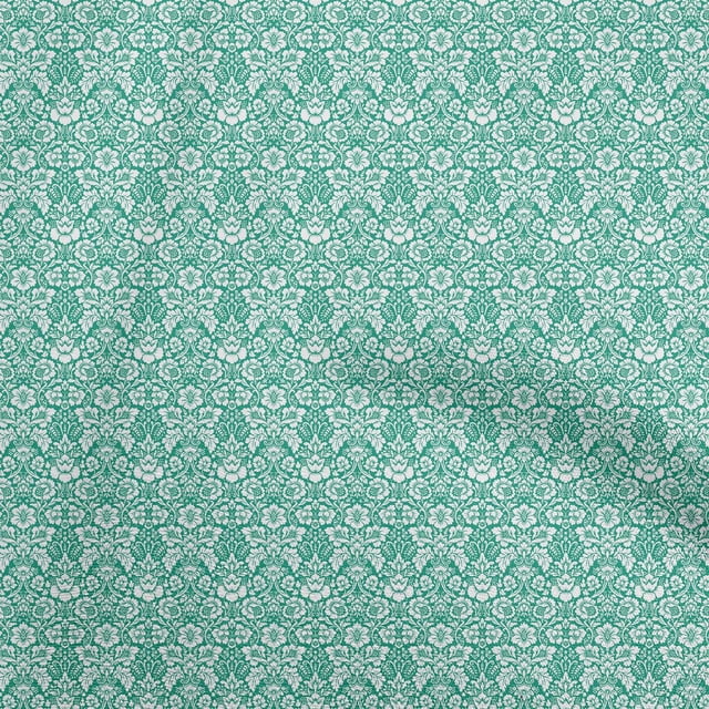 oneOone Polyester Spandex Sea Green Fabric Baroque Fabric For Sewing Printed Craft Fabric By The Yard 56 Inch Wide