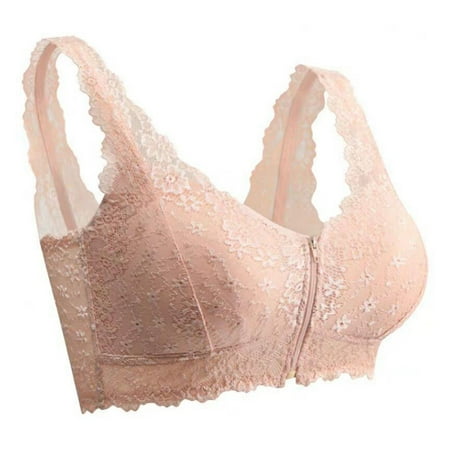 

PATLOLLAV Womens Clearance Women Adjustable Front Closure Extra-Elastic Plus Wire-Free Sleep Lace Bra