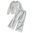 thumbnail image 2 of Angala 2 Piece Outfits For Girls Crew Neck Long Sleeve Bow Detail Sweatshirt With Pants Set Girls Fall Season Wear Clothes, 2 of 7